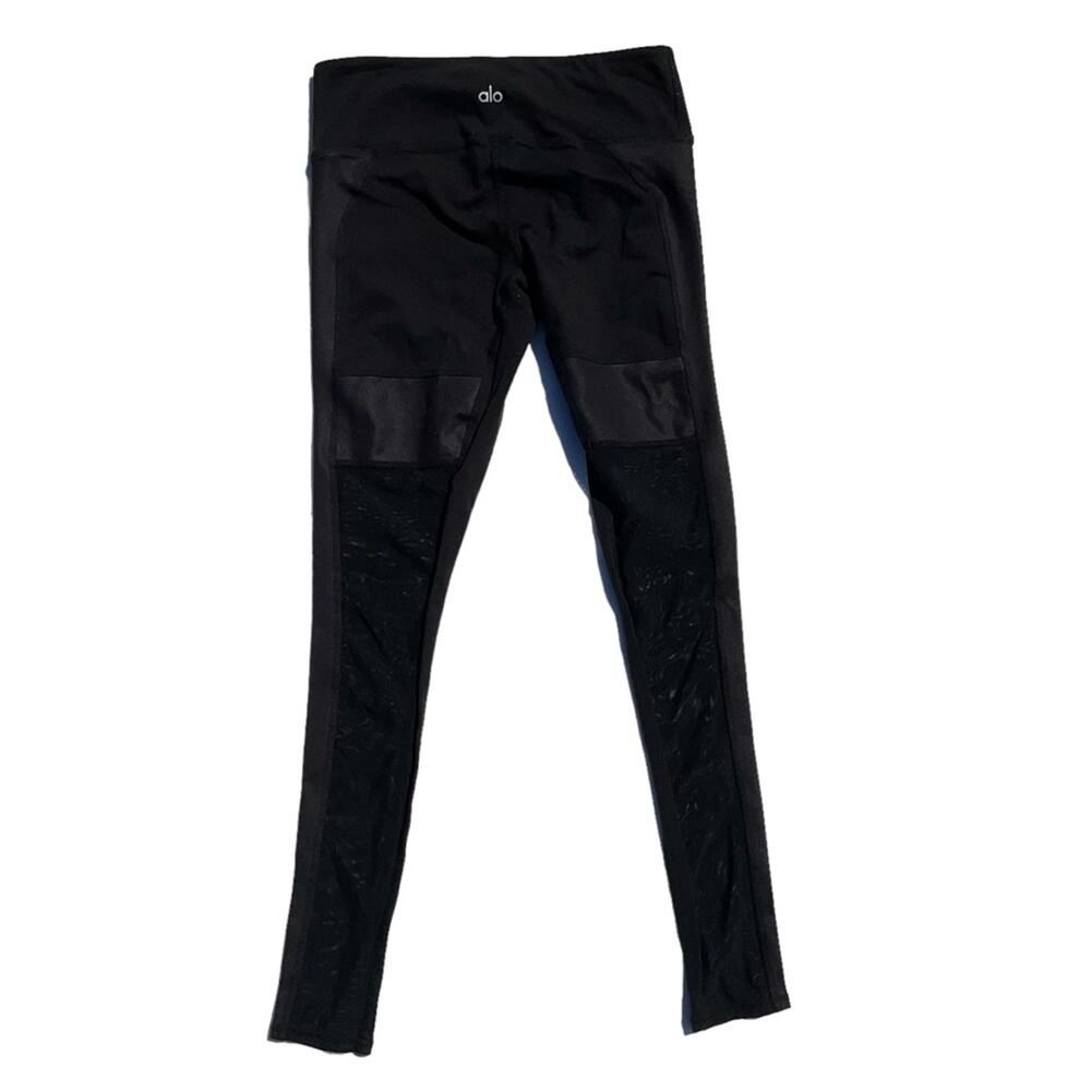 Alo Yoga Black Mesh Yoga Leggings Pants Size Small